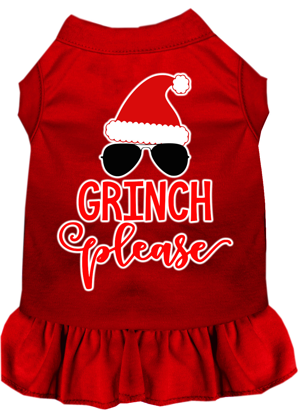 Grinch Please Screen Print Dog Dress Red Med